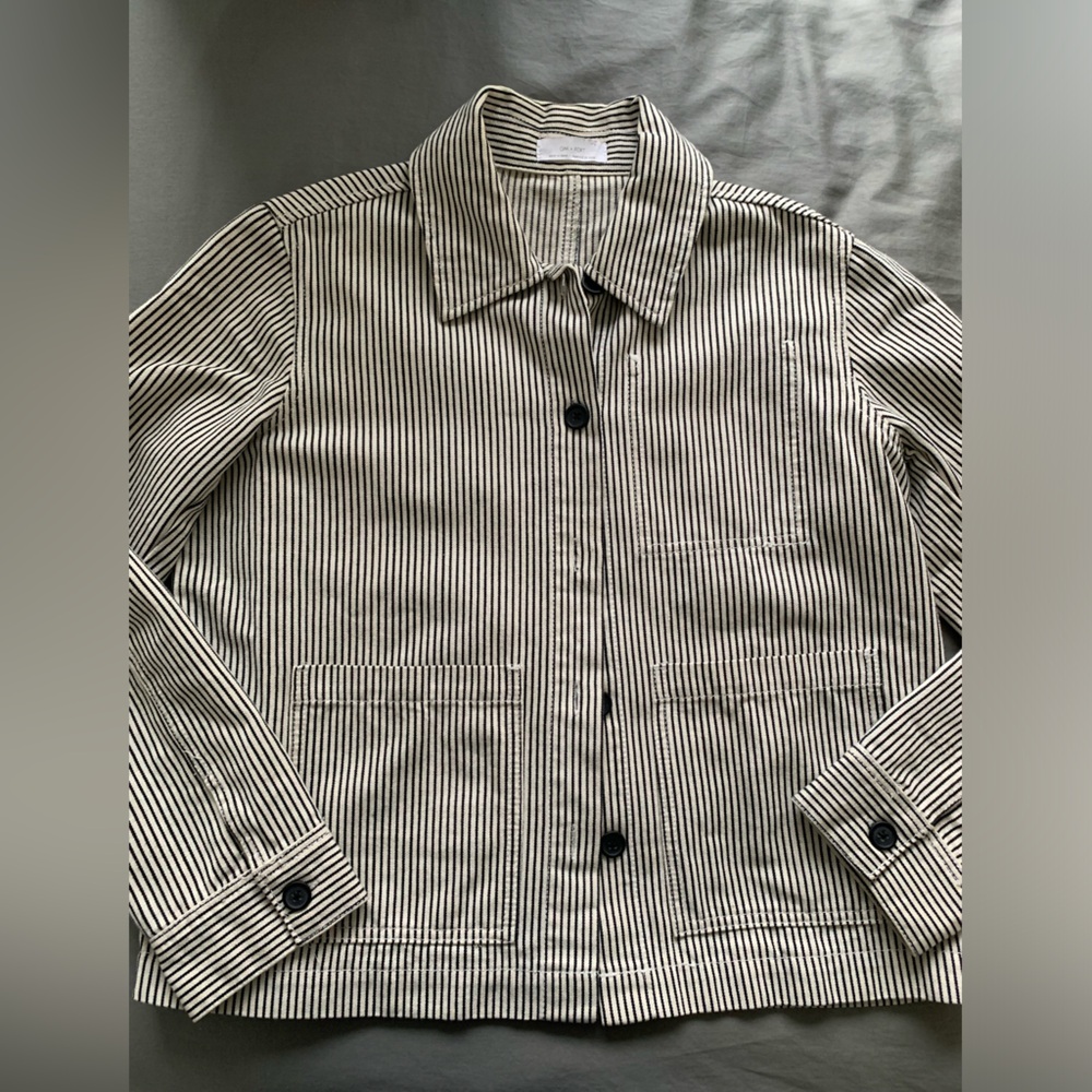 OAK + FORT Black and White Striped Shirt